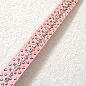 B.B. Simon-STYLE crystal studded pink leather belt